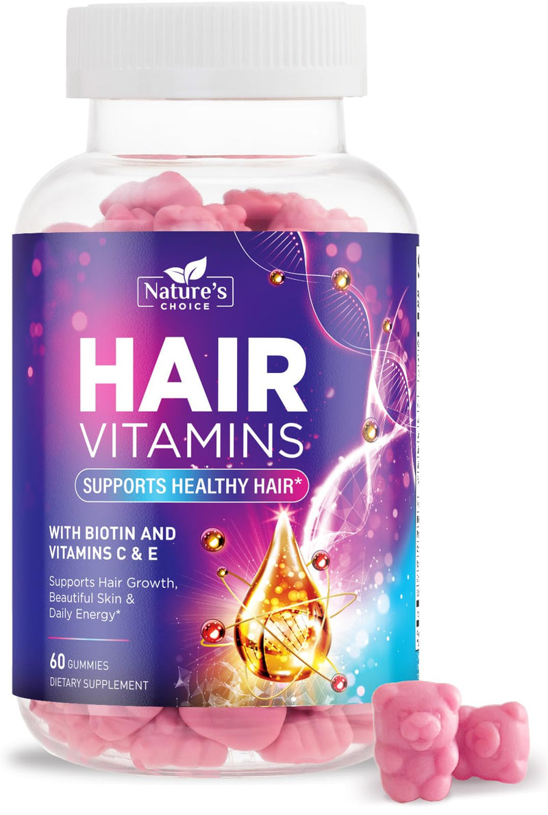 Hair Vitamins Gummies for Hair Growth - Hair, Skin & Nails Beauty Complex with 5000mcg Biotin per Serving - Supports Thicker, Stronger, Radiant-Looking Hair for Women & Men, Berry Flavor