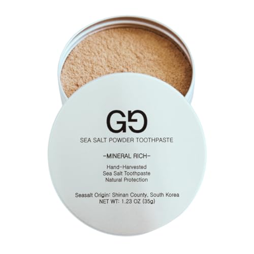Natural Salt Tooth Powder Fluoride Free, Remineralizing Tooth Powder for Sensitive Teeth, Toothpaste for Bleeding Gums, Gingivitis Treatment, Vegan 1.23 Oz, Made in Korea