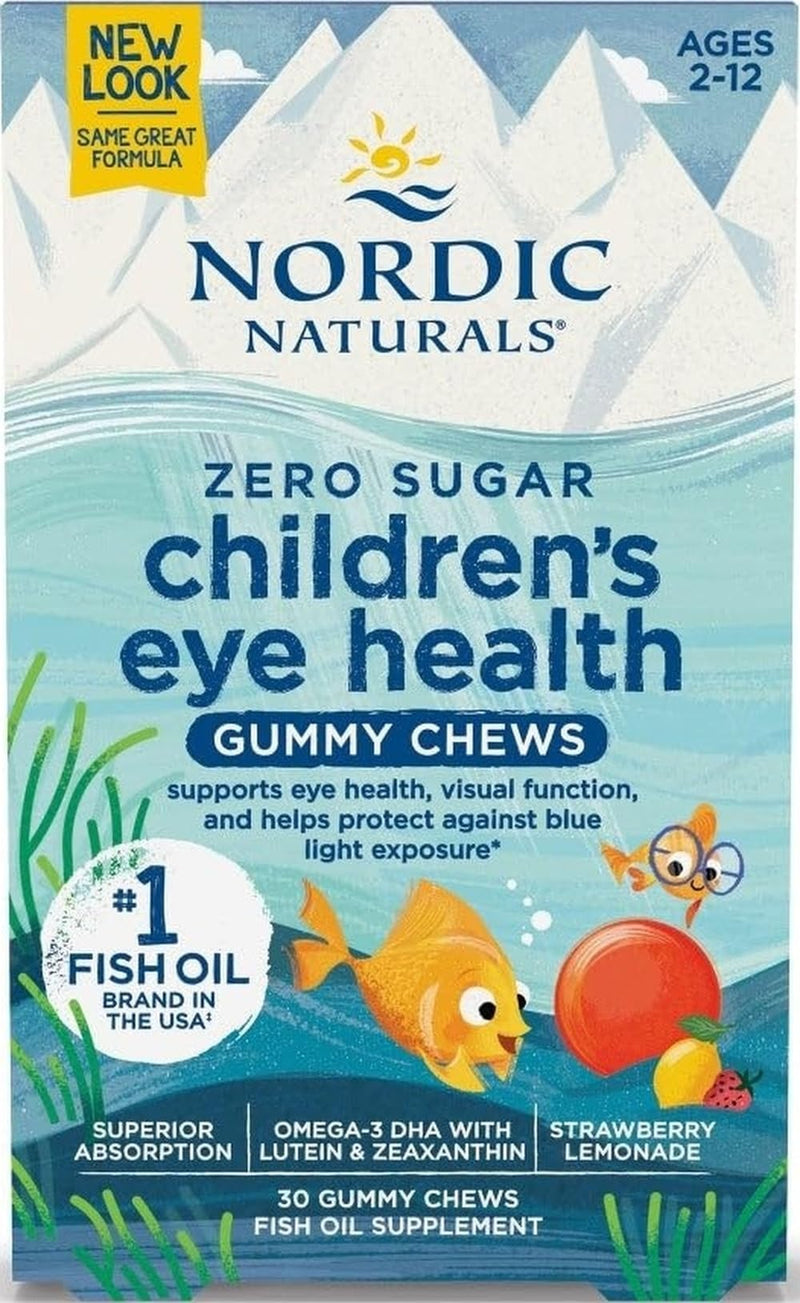 Nordic Naturals Kids Eye Health Gummies w/ 484mg Omega-3 + Lutein, 30 Count | Eye health gummies with 484mg omega-3s, lutein & zeaxanthin. Supports vision & blue light protection. 30 gummies, 30 servings