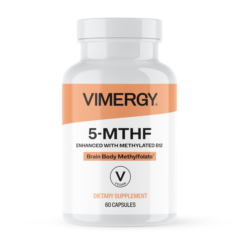 Vimergy 5-MTHF Vegan Capsules for Brain Energy Supplement, 60 Servings | Nootropic Promotes Brain Energy and Cognition* with 8500 mcg L-Methylfolate Glucosamine and 500 mcg Vitamin B12 Supplement