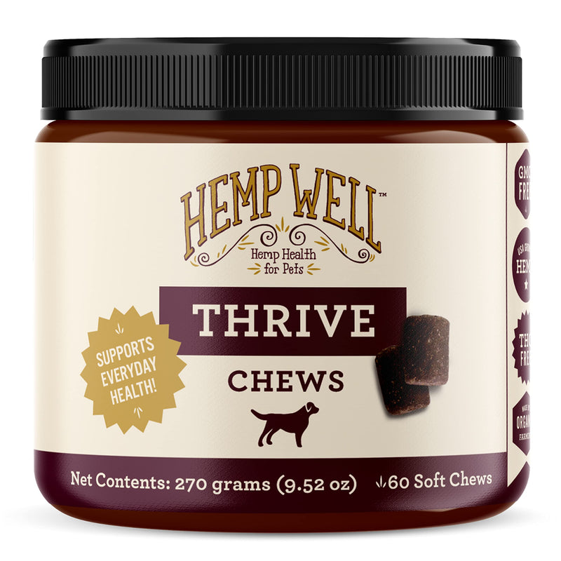 Hemp Well Thrive Chews for Dogs – Supports Hip, Joint, and Heart Health, Promotes Immune Support, Strengthens Skin and Coat, Organically Sourced – 60 Count - PawsPlanet Australia