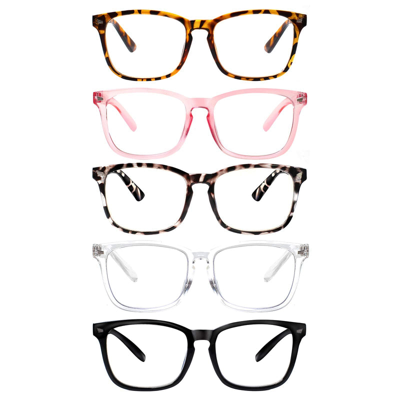 VIDEBLA 5 Pack Blue Light Blocking Reading Glasses,Spring Hinge Readers for Women Men,Anti UV Ray Filter Nerd Eyeglasses Mix 0.5 x - BeesActive Australia