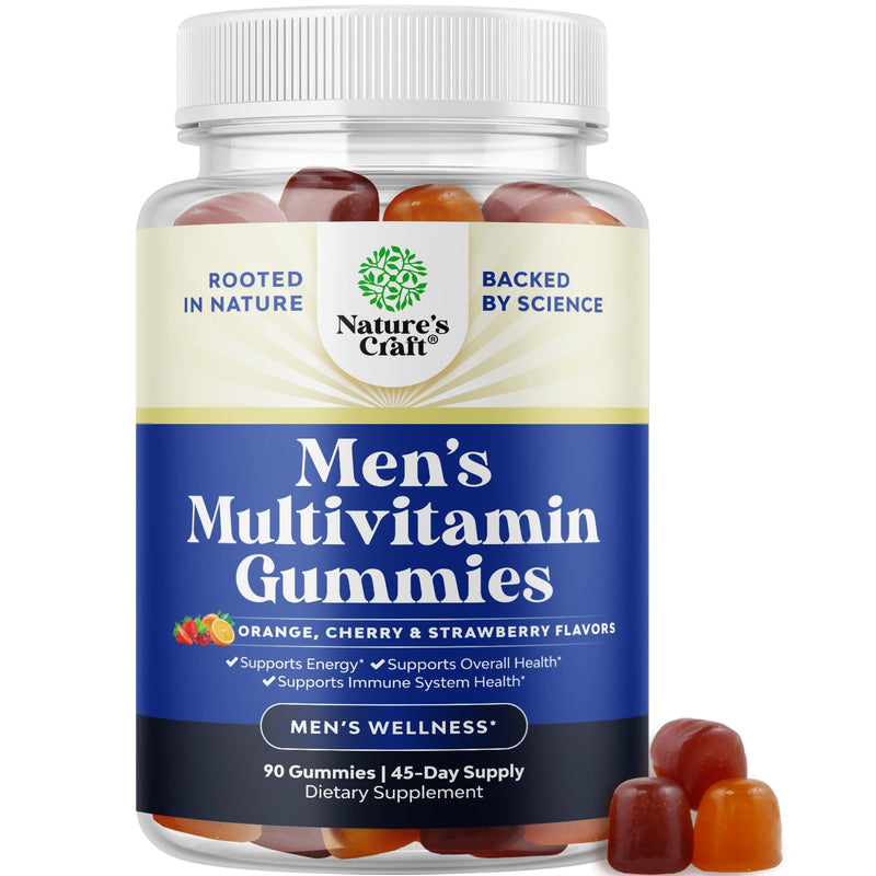 Natures Craft Daily Mens Multivitamins Gummies - Mens Gummy Multivitamins with Zinc and Biotin Immune Support Gummies - Potent Vitamins for Energy and Immunity Non-GMO Gluten Free Halal 90 Count 90 Count (Pack of 1)
