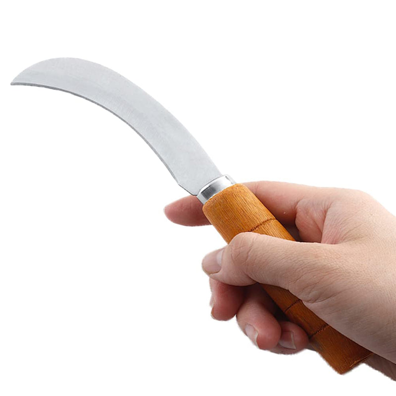 Abaodam sod cutter sickle japanese knife grass saw pruning - Stainless Steel Multifunctional Wooden Handle Fruit Pineapple Banana Knife Cutter Sickle for Restaurant Home - BeesActive Australia