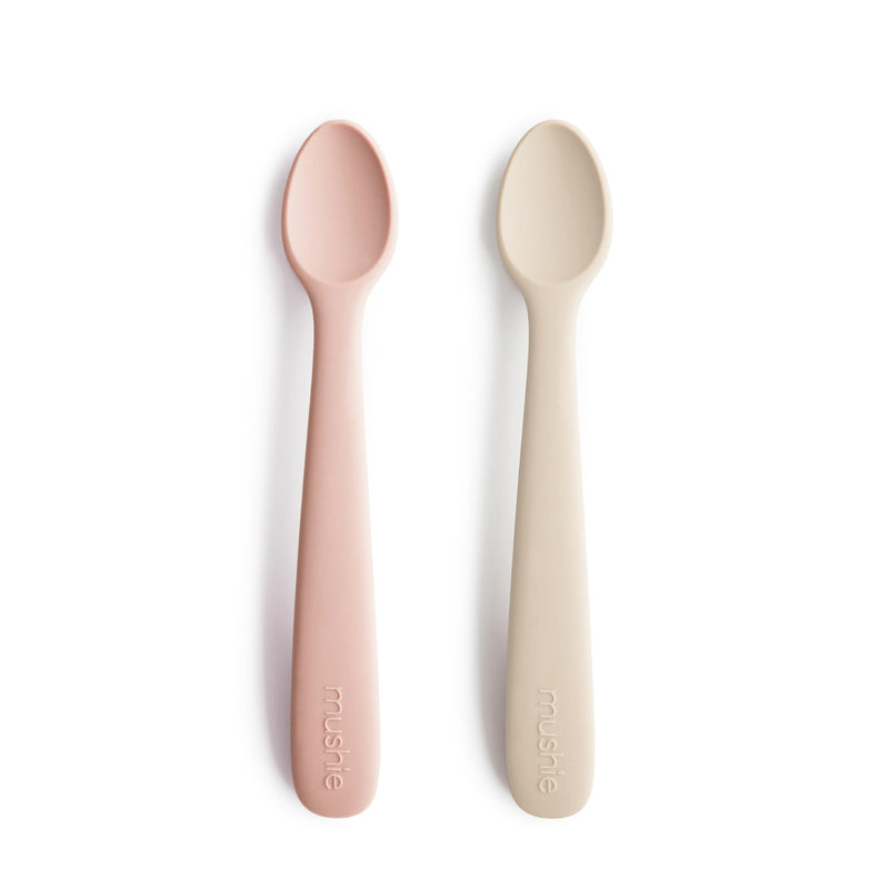 mushie Silicone Baby Feeding Spoons | 2 Pack (Blush/Shifting Sand) (Blush/Shifting Sand) - BeesActive Australia