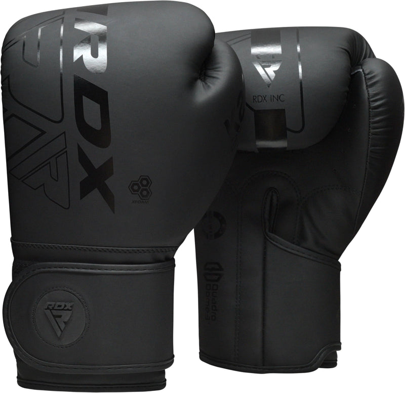 RDX Kids Boxing Gloves Sparring and Muay Thai Maya Hide Leather, Kara Patent Pending Junior Training Mitt for Kickboxing, Punching Bag, Focus Pads, MMA, Thai Pad, Double End Ball Punching Gloves BLACK 6OZ
