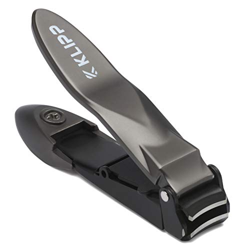 Nail Clippers for Men with Catcher - KLIPP Heavy Duty Razor-Sharp Self-Collecting Nail Cutter, Ergonomic Lever for Fingernails & Toenails, Ideal Gift for Men & Grooming Gifts Includes Ziplock Pouch 1