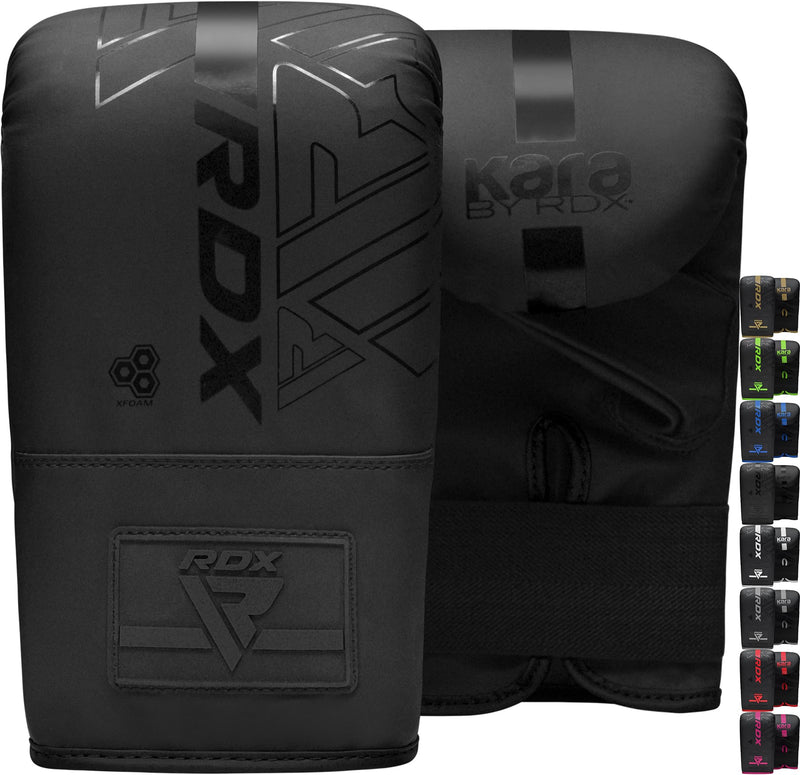 RDX Bag Gloves Boxing Punching Mitts, Maya Hide Leather, Padding, Ventilated Palm, MMA Heavy Punch Training, Muay Thai Kickboxing Focus Pads Double End Speed Ball Workout, Adult Men Women Black