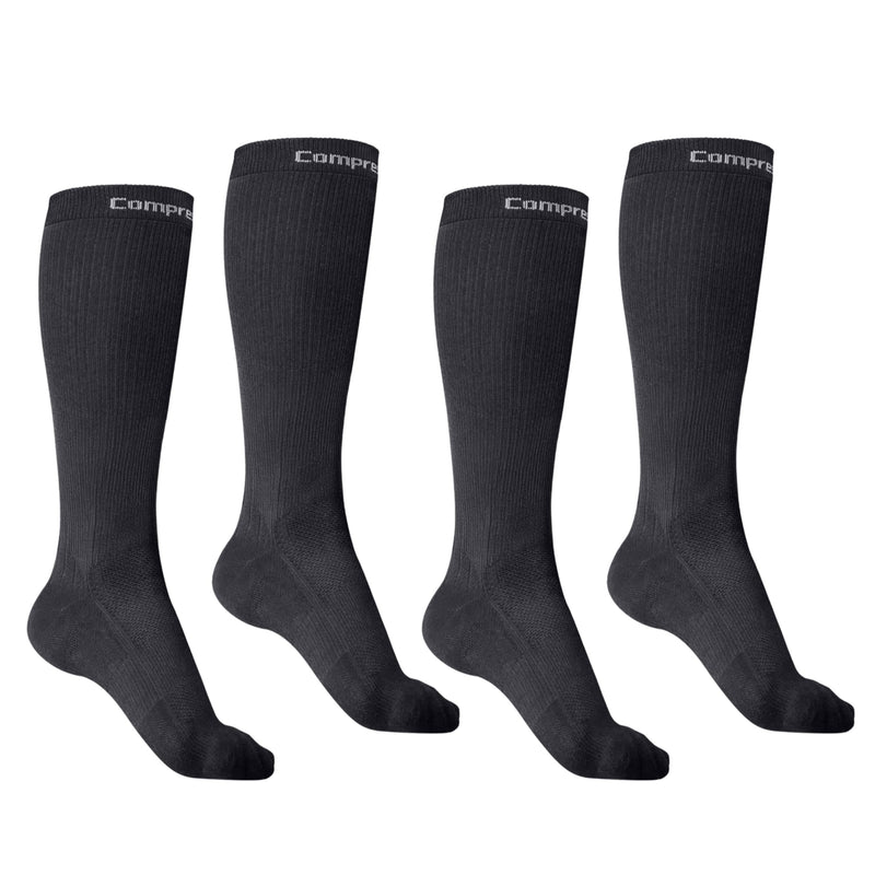 CompressionZ 30-40 mmHg Knee High Compression Socks Men & Women | Support Stockings for Travel, Nurses and Athletes Large Black: 2 Pack - BeesActive Australia