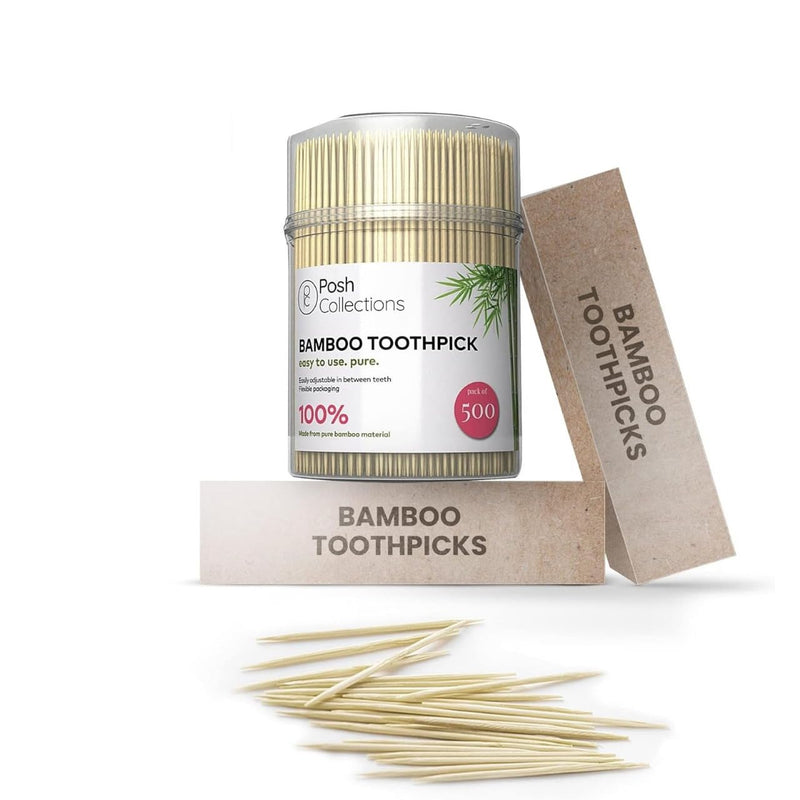 Bamboo Toothpicks Double Sided Toothpicks Wood for teeth - 2500-Piece Sturdy Round Toothpicks For Teeth Cleaning, Food, Crafts In Clear Holders - BeesActive Australia