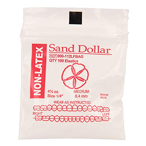 American Orthodontics Sand Dollar Elastics, 1/4 in, 4.5 oz, Non Latex 1/4" Medium, 4.5 Oz
