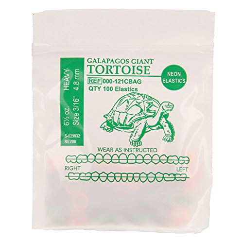 American Orthodontics Tortoise Elastics, 3/16 in, 6.5 oz, Latex, Neon 3/16" Heavy, 6.5 Oz