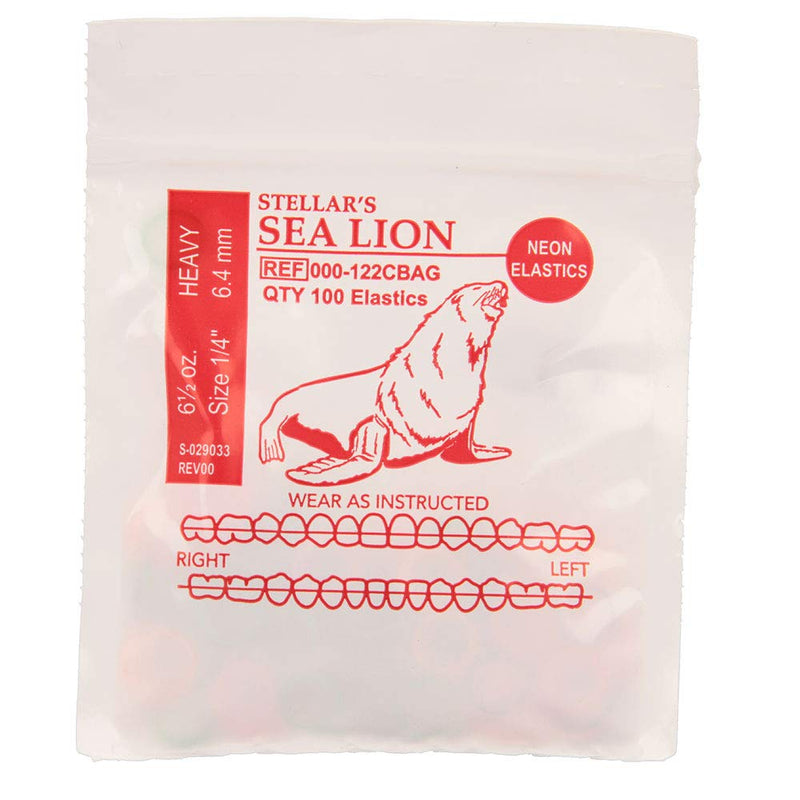 American Orthodontics Sea Lion Elastics, 1/4 in, 6.5 oz, Latex, Neon Heavy, 6.5 Oz 7500