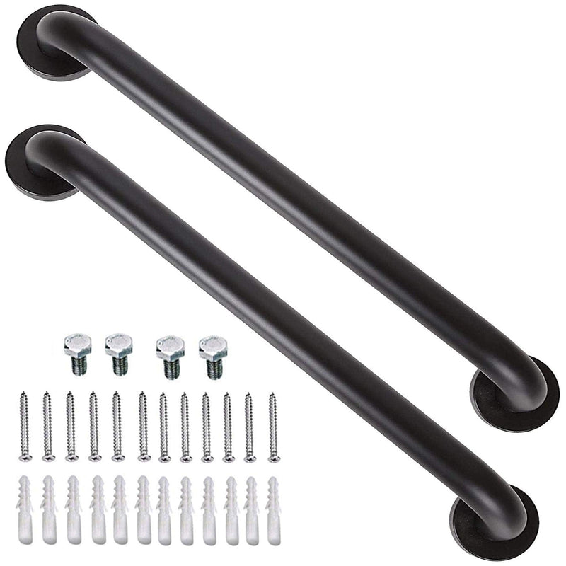 Black Grab Bar 16 Inch, 2 Pack Grab Bars for Bathtub and Shower 16 Inch x 1.25 Inch Black