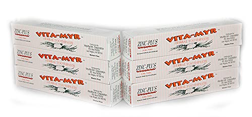 Vita-Myr Oral Care Zinc+ 4 Oz Pack of 6 Toothpaste, Sugar Free, Fluoride Free, Gluten Free, SLS Free, Alcohol/Peroxide Free, Saccharin Free, Artificial Sweetener/Color Free, Made in USA