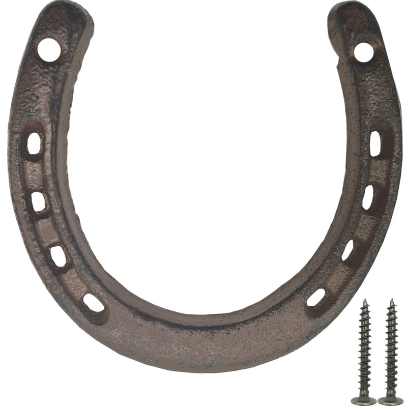 TIHOOD Cast Iron Horseshoe Wall Decor, Medium Horseshoe Durable Cast Iron 5 Holes On Each Side for Indoor Or Outdoor