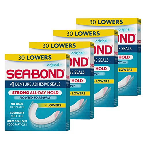 SEA BOND Denture Adhesive Seals, Original, Lowers, 30 Count (4 Pack) 30 Count (Pack of 4)