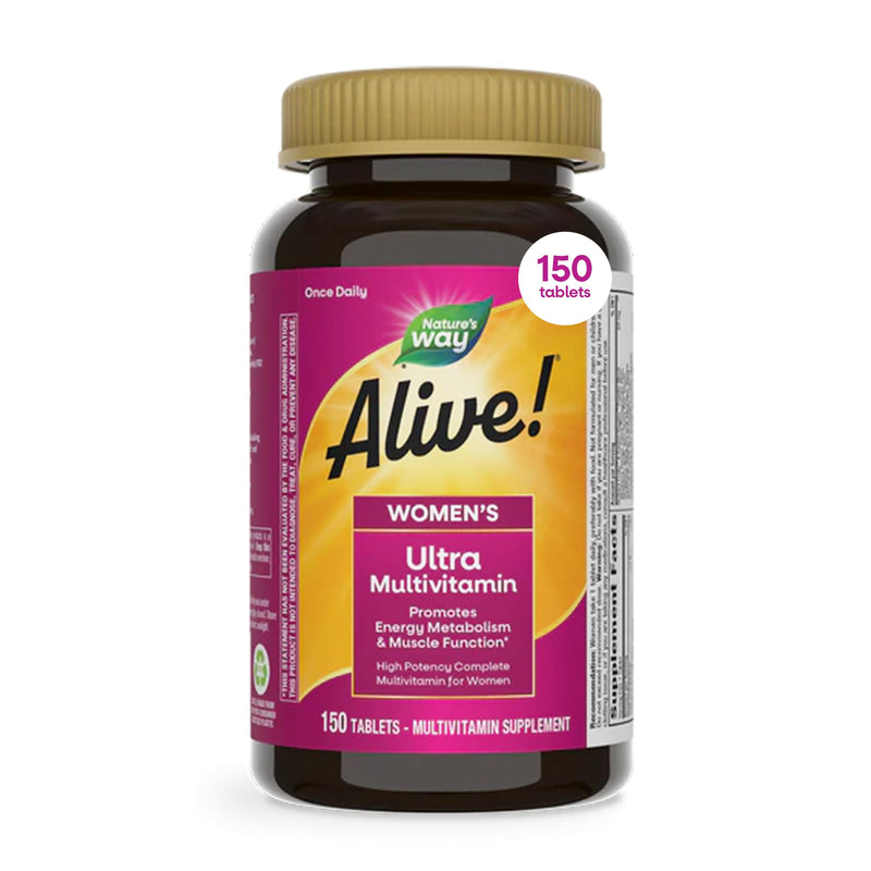 Nature's Way Alive! Women's Ultra Multivitamin, High Potency, 150 ct | Complete Daily Women's Vitamins, Promotes Energy Metabolism and Muscle Function*, Vitamin A, C, D, Methylated B12 150 Count (Pack of 1)