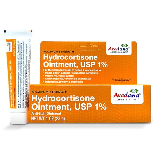 AVEDANA Hydrocortisone Ointment 1% USP Maximum Strength - 1oz Anti Itch Ointment for Fast Relief - Soothing and Calming Waterproof Formula with Aloe Vera