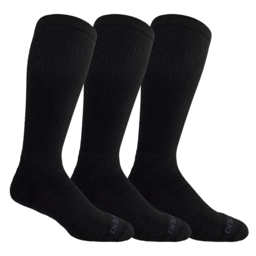 Dr. Scholl's Men's Athletic & Work Compression Over the Calf Socks - 1 & 3 Pair Packs - Fatigue Relief 7-12 Black (3 Pairs)