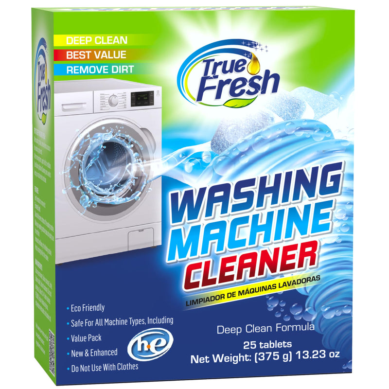 True Fresh Washing Machine Cleaner Tablets 25-Pack - Deep Cleaning Washer Cleaner Tablets for Top Loader, Front Load & HE - Cleans Drum, Tub seal & other Parts Descaler & septic safe 1 Count (Pack of 25) - BeesActive Australia