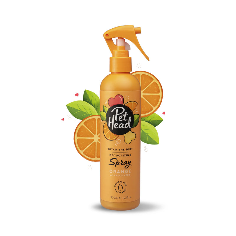 Pet Head Ditch the Dirt Dog Deodorizer Spray | Orange Scent | Waterless Pet Grooming Spray for Dogs | Odor Neutralizing for Smelly Dogs | Gentle Formula for Puppies | Made in USA | 10.1 fl. oz. - PawsPlanet Australia