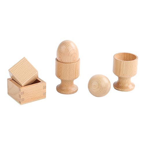 Adena Montessori Inspired 3D Object Fitting Exercise - Wooden Toys for Fine Motor Skills - 6-12 Months Educational Baby Toy Set - BeesActive Australia