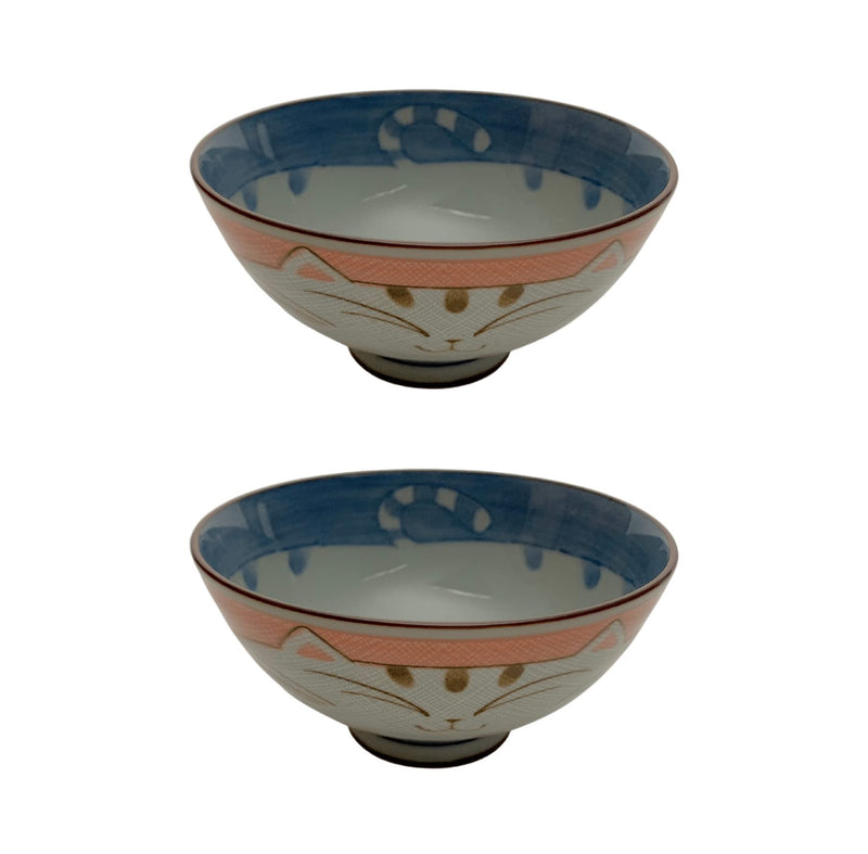 JapanBargain, Japanese Porcelain Bowl Rice Bowl Soup Bowl Made in Japan, Maneki Neko Smiling Cat Pattern (2, Pink) 2 Bowl 4.5-inch - BeesActive Australia
