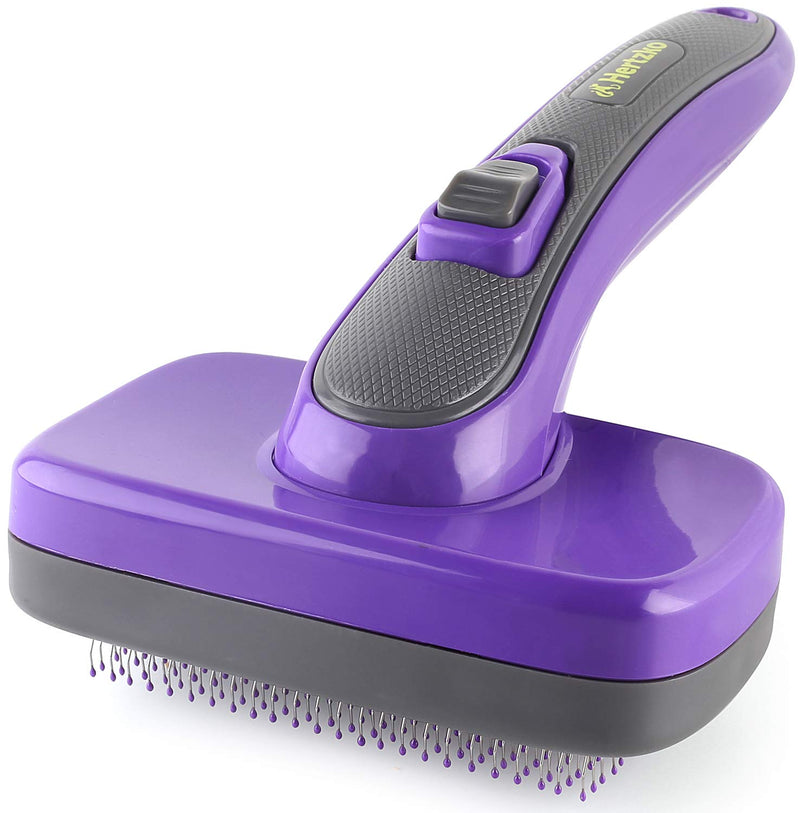 Hertzko Self Cleaning Slicker Brush - Dog & Cat Brush, Dog Brush for Shedding, Cat & Dog Grooming for Pets, Grooming Brushes for Long Short Haired Dogs Cats, Deshedding Brush, Rake, Comb Small (Slide Button) - BeesActive Australia