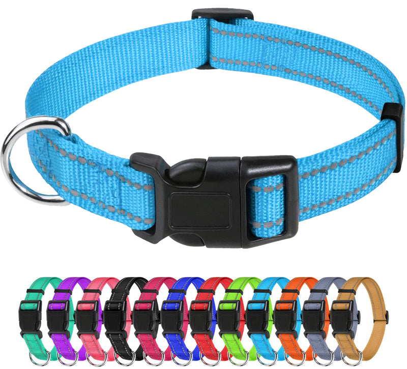 TagME Small Dog Collar, Adjustable Reflective Nylon Dog Collar with Quick Release Buckle, Sky Blue, 5/8" Width Small (Pack of 1) - BeesActive Australia