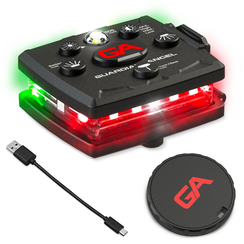 Guardian Angel Micro Series Safety Lights, Beacon Device (Red Front & Green Rear) | Rechargeable, Magnetic & Hands-Free Wearable LED Light for Dog Walking, Cycling, Camping & Kayak Red/Green - BeesActive Australia
