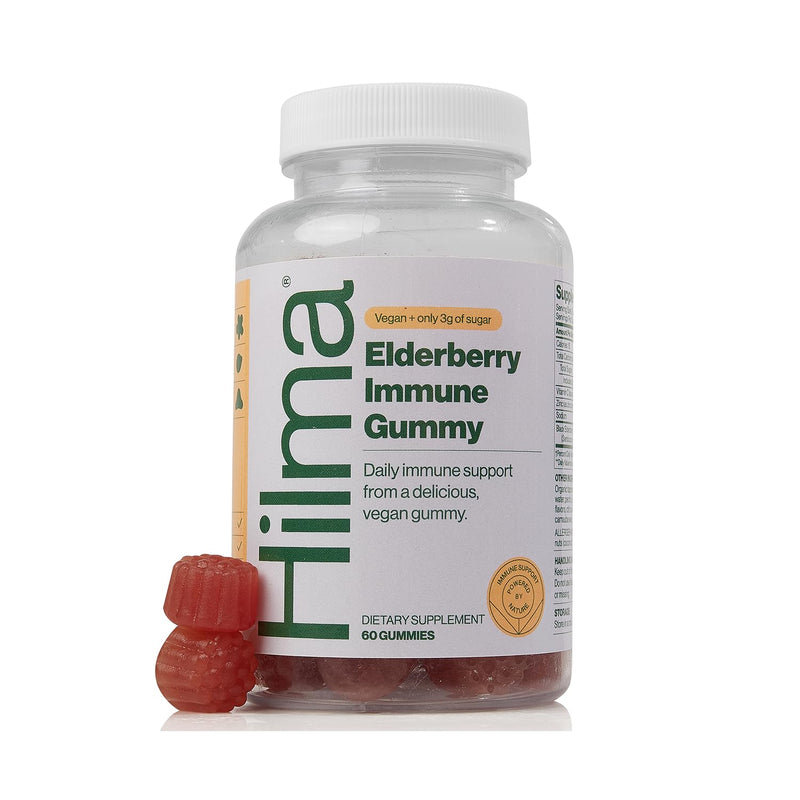 Hilma Elderberry Immune Support Supplement, 60 Vegan Gummies | Daily Natural Wellness Supplement, Clinically Proven Ingredients, With Vitamin C, Zinc, Antioxidants, Natural Berry Flavor