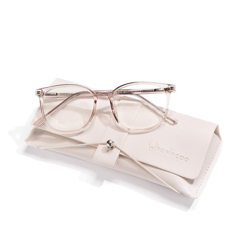 FONHCOO Blue Light Blocking Glasses Fashion Round TR90 Frame Transparent Eyewear Anti UV Computer Glasses for Women Men Light Brown - BeesActive Australia
