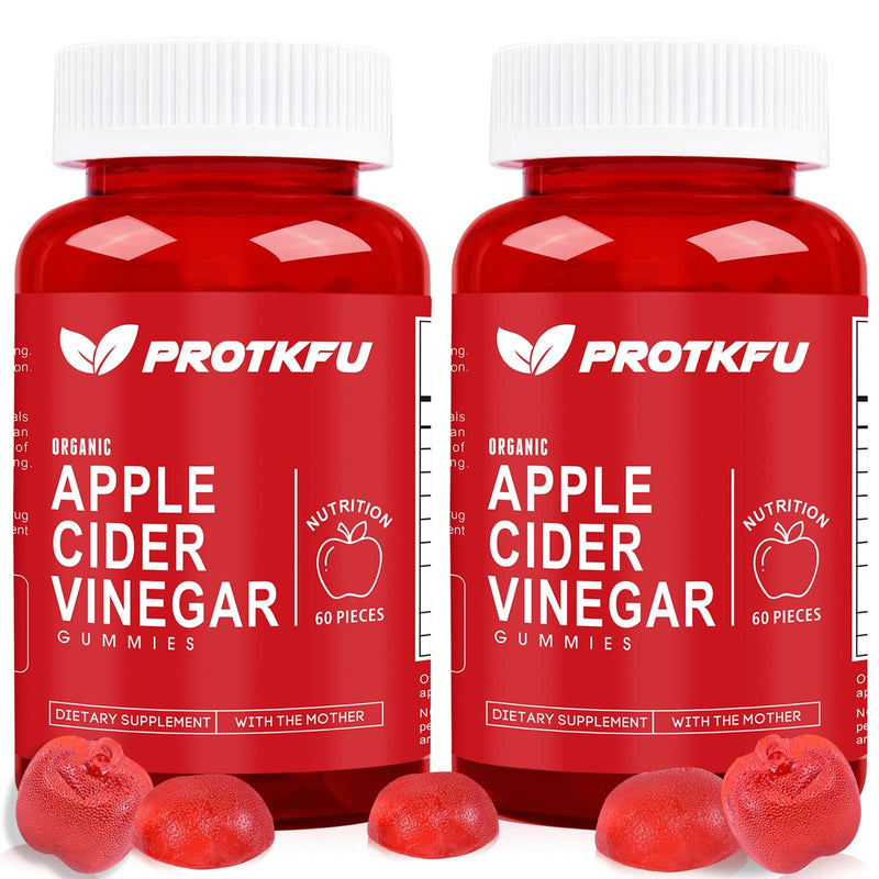 ProTKFU (2-Pack) Apple Cider Vinegar Gummies, ACV Gummies with The Mother, Vegan, Gluten-Free, Vitamin B12, B9 - Best Supplement for Healthy - BeesActive Australia