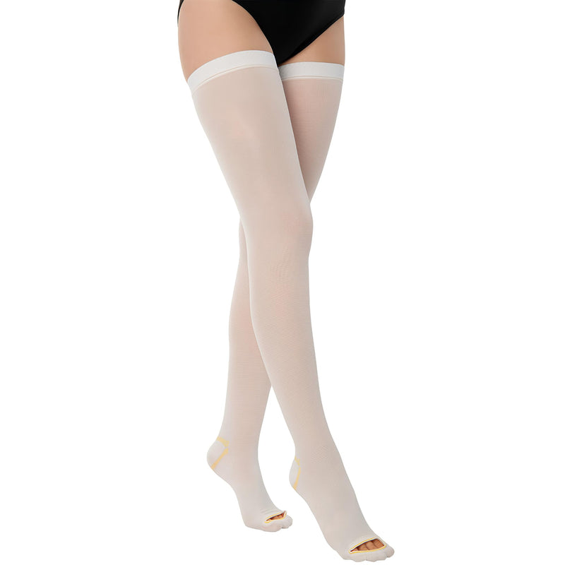 Anti Embolism Compression Stockings, Thigh High Unisex Ted Hose Socks 15-20 mmHg Moderate Level Large