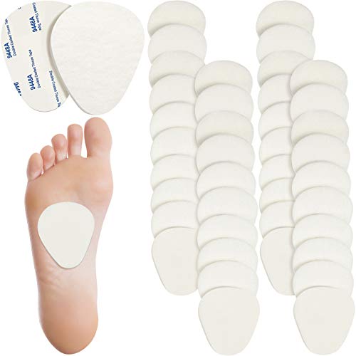 Syhood 40 Pieces Metatarsal Pad Men Women 1/4 Inch Thick Ball of Foot Pain Relief Cushions Thick Metatarsal Felt Pads Cushion Pain Relief Forefoot Support Mat(White) White - BeesActive Australia