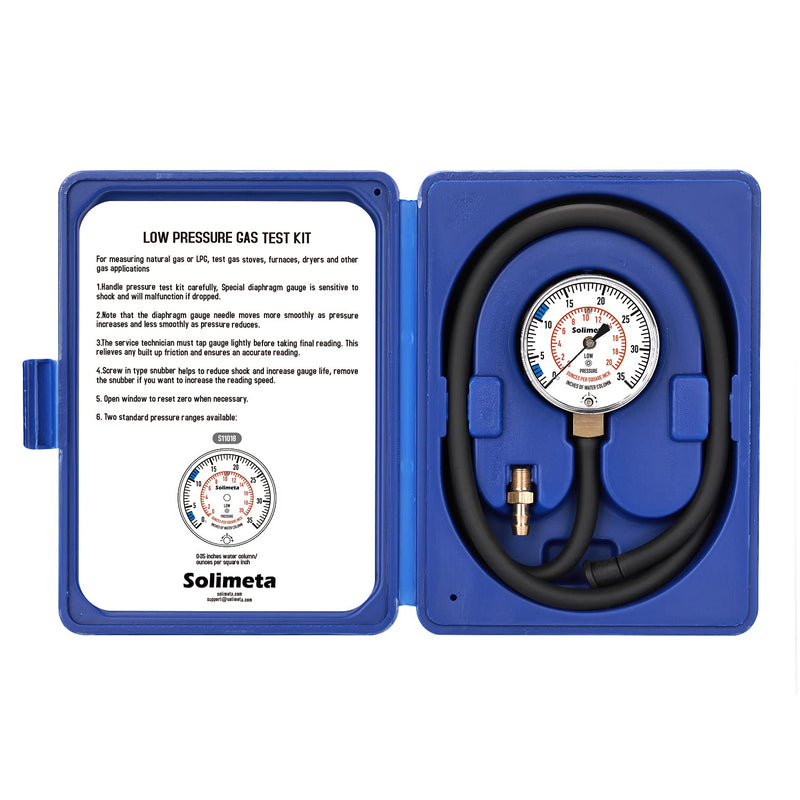 Solimeta Natural Gas or LP Gas Manifold Pressure Test Kit, LP Gas Pressure Tester, Natural Gas Meter, 0-35" W.C - BeesActive Australia