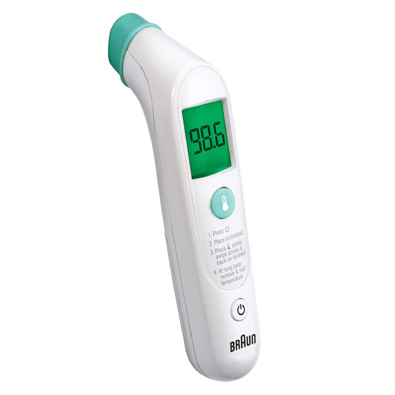Braun TempleSwipe Digital Thermometer with Color Coded Temperature Guidance - Adults, Babies, Toddlers & Kids White 1 Count (Pack of 1)