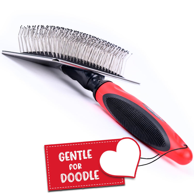 Slicker Brush for Dogs With Coated Tips - Extra Long Pins Removes Tangles - Doodle and Goldendoodle Brush Goes Deep Into Undercoat - Golden Retriever Brush for Shedding - Cepillo Para Perros 1 Count (Pack of 1) - BeesActive Australia