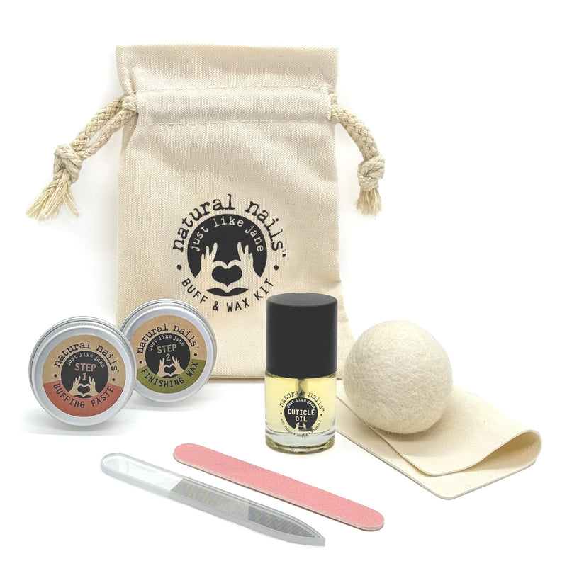 Just Like Jane™ Natural Nails Buff & Wax Kit - New Nano Glass File for Higher Shine! Complete kit - BeesActive Australia