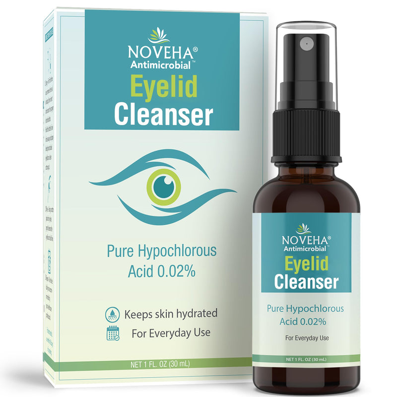 NOVEHA Eyelid Cleanser | Stye Eye Treatment | Eye Lid Cleaning | Dry Relief | Fast Acting Soothing Cleansing Formula | Pure and Gentle Lash Hypochlorous Acid Eyelid Spray (1oz - 1 Pack) 1oz - 1 Pack