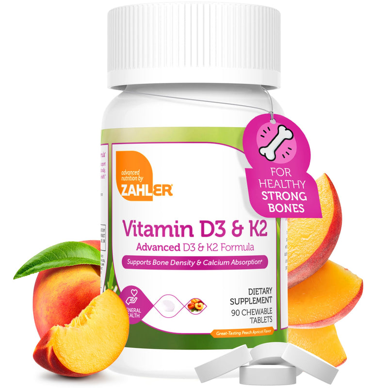 Zahler - Vitamin D3 & K2 Chewable Supplement (90 Count) - Certified Kosher K2 D3 Vitamin 5000 IU Delicious Chew Tablet - Vitamin D & K2 for Calcium Absorption, Bone Density & Immune Support