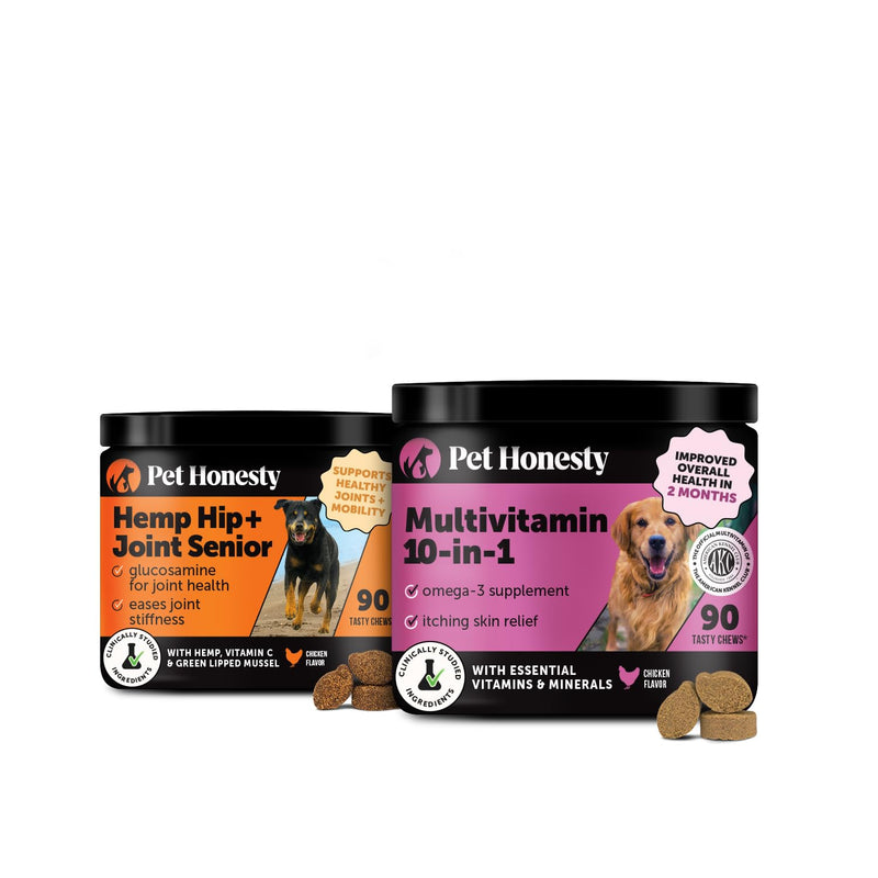 Dog Senior Joint & Multivitamin Virtual Bundle – Hemp Hip & Joint Chews (Chicken, 90 ct) + 10-in-1 Multivitamin Chews (Chicken, 90 ct)