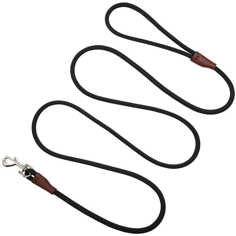 Small Dog Leash, 1/4" by 6/8/10 FT Lightweight Strong Nylon Rope Leash, Bright Classic Leash for Small Pets/Puppy/Cat (10ft, Black) 1/4" x 10' - BeesActive Australia