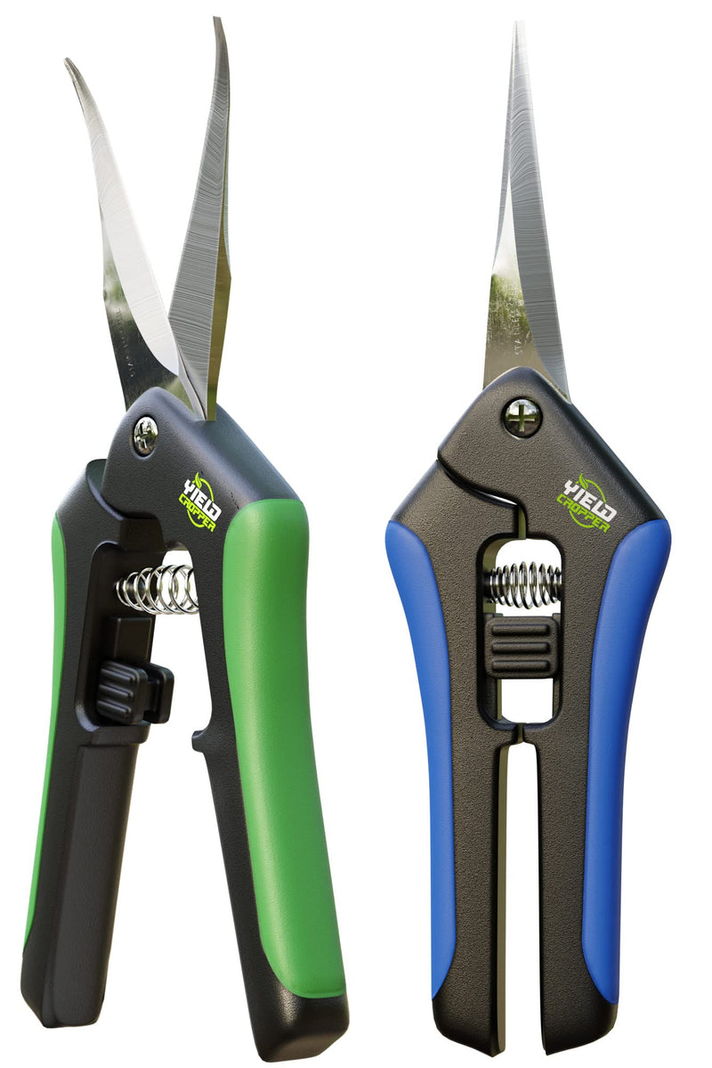 Hydroponic 2Pack Microtip Straight blade/Curved Blade Flower Leaf Trimmer Pruning Shears by Yieldcropper - BeesActive Australia