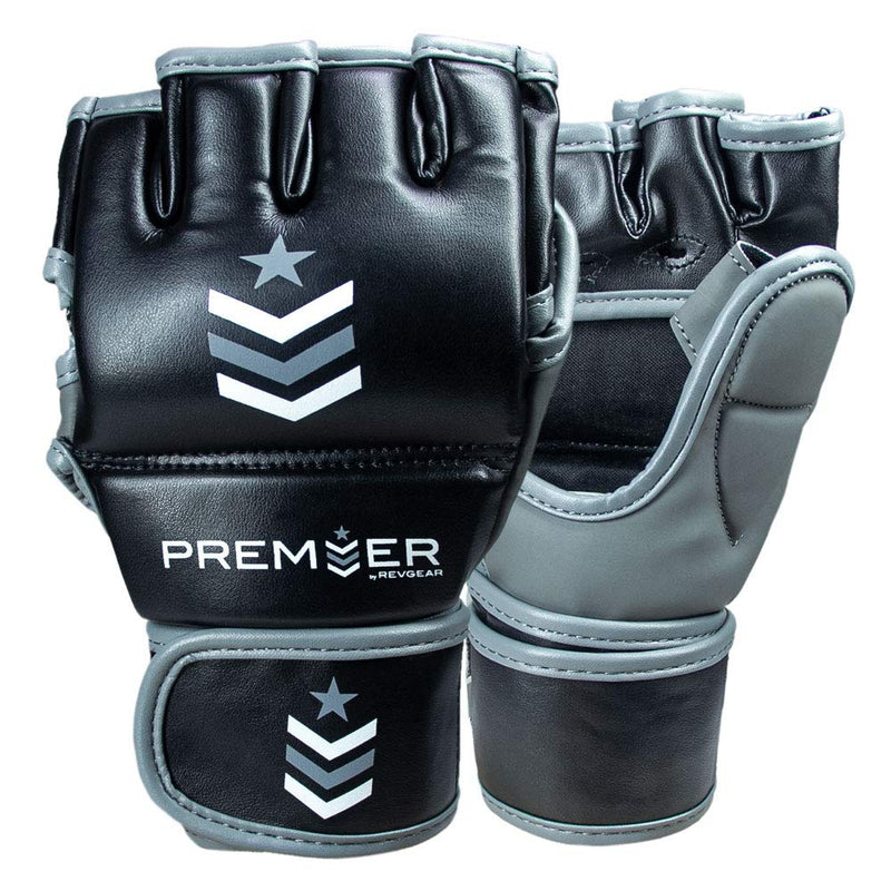 Revgear Premier MMA Grappling Gloves | Multi-Purpose, MMA, Kickboxing, Martial Arts and Boxing | Comfortable and Durable Gray/Black Medium