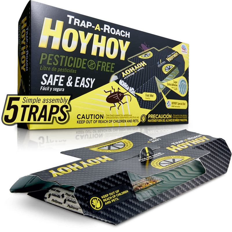 HOY HOY Trap A Roach - Bait Glue Traps, Great for Home with Kids & Pets Indoor, Sticky Pest Control Trap, Roach Killer, Made in Japan 5 Traps 1 - BeesActive Australia