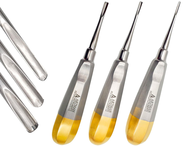 ARTMAN INSTRUMENTS Dental Straight Extraction Elevators – 2mm, 3mm, 4mm Root Tip & Gouge Elevators, Autoclavable Stainless Steel, Tooth Extraction Tools for Oral Surgery - BeesActive Australia