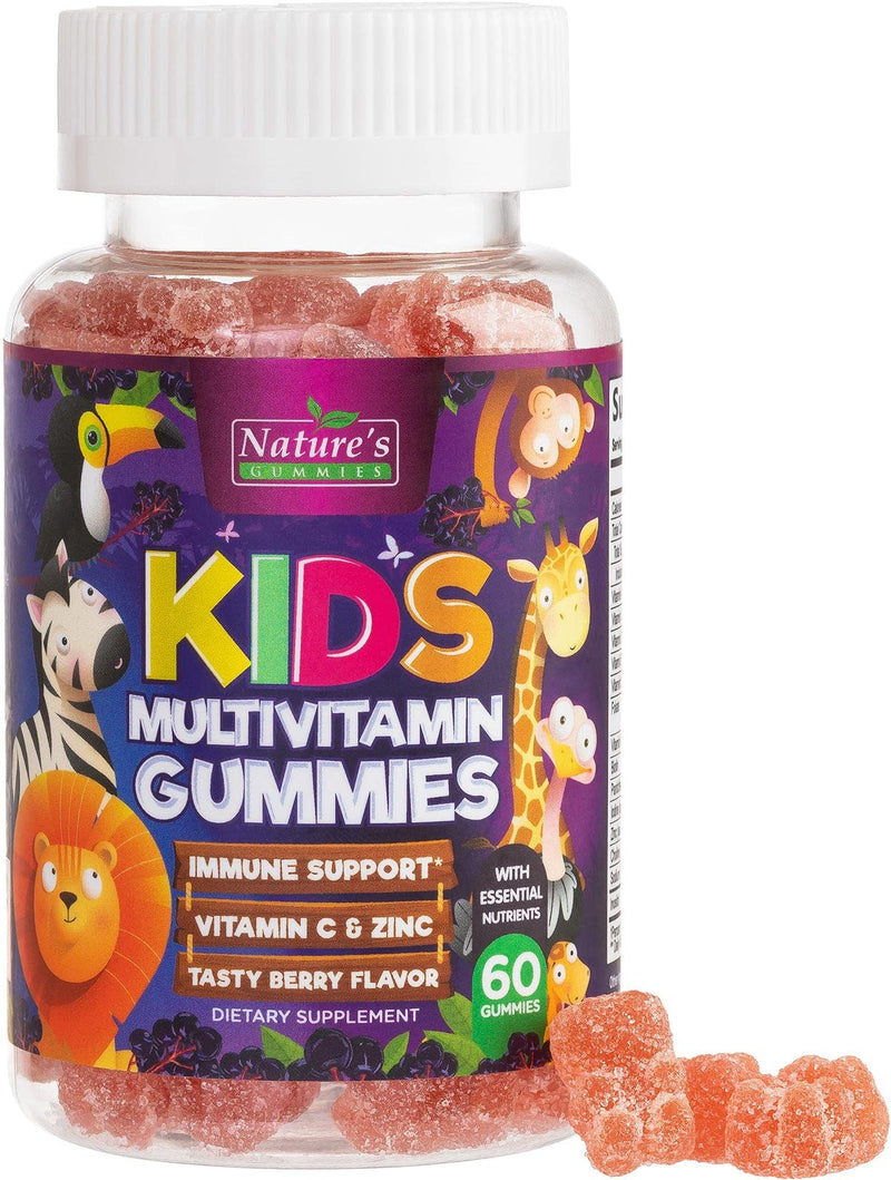 Multivitamin for Kids - Complete Daily Children's Multi Vitamin Gummy Chew with Vitamin D, B Vitamins, Zinc & More - Energy, Memory Focus & Immune Health Support - Natural Berry Flavor - 60 Gummies 60 Count (Pack of 1)
