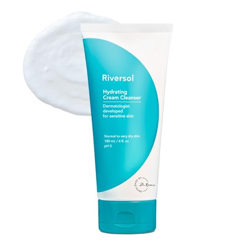 Riversol Face Wash for Sensitive Skin | Hydrating Cream Cleanser | Gentle Non-Foaming Facial Cleanser | Removes Makeup | Fragrance Free | Dermatologist Developed Classic 6 Fl. Oz